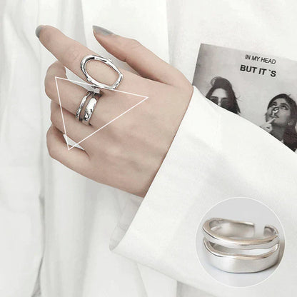 Minimalistisk 925 silverring för kvinnor Mode Kreativ Oregelbunden Geometrisk Estetisk Öppen Ring Födelsedagsfest Smycke Present