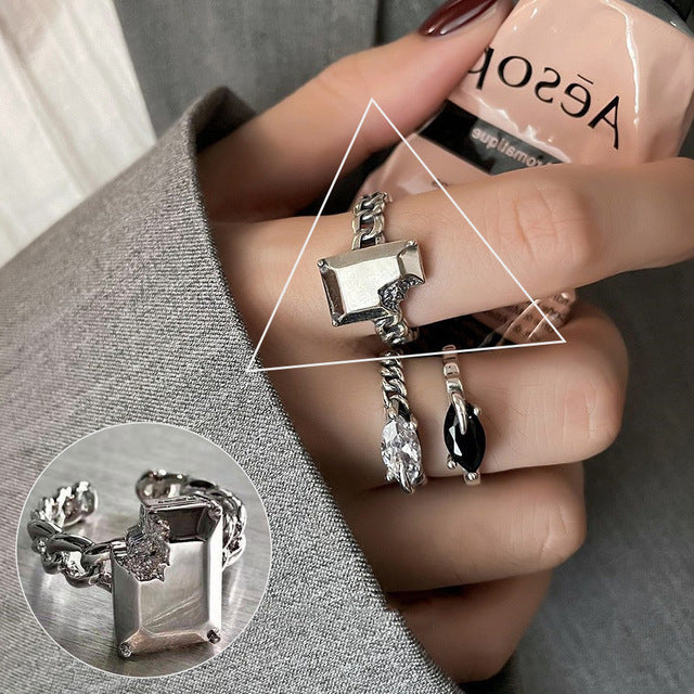 Minimalistisk 925 silverring för kvinnor Mode Kreativ Oregelbunden Geometrisk Estetisk Öppen Ring Födelsedagsfest Smycke Present